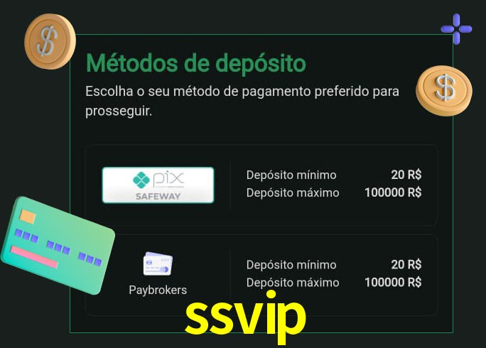 O cassino ssvip oferece uma grande variedade de métodos de pagamento
